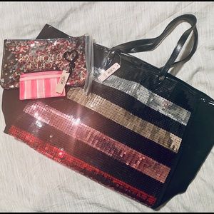 Victoria’s Secret Sequin Tote, wristlet and wallet